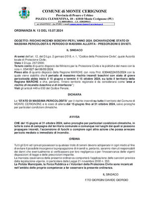 ORDINANZA ACCENSIONE FUOCHI