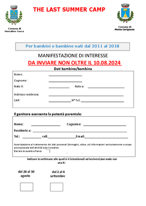 Manifestazione di interesse CENTRO ESTIVO 2024 edit
