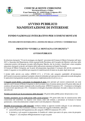 Avviso pubblico fondo integr com montani