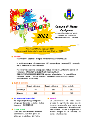 centro estivo iscrizione